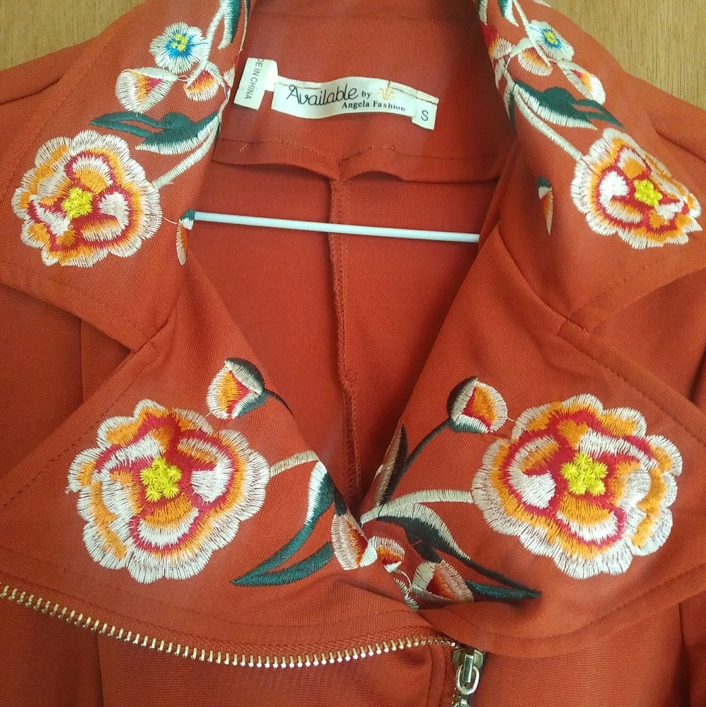 Embroidered Motorcycle Jacket - Picture 2 of 2
